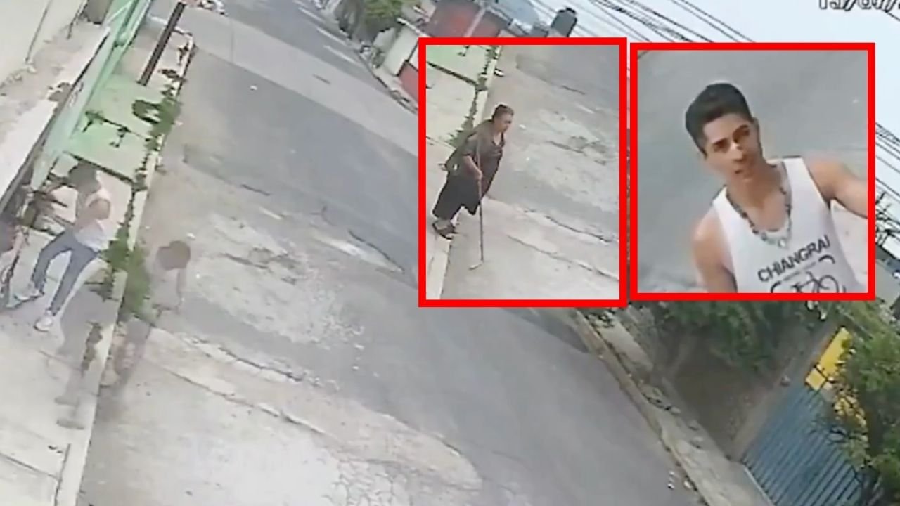 Abuelita Defiende A Nieto de Un Ladrón Con un Jalador en Chalco, Quería Robarle Su Patín | VIDEO