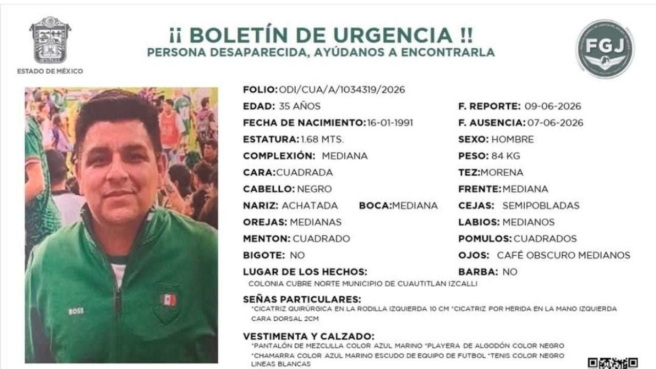 FGJEM pide ayuda para localizar a Edgar Daniel Ramírez Arévalo, desaparecido en Cuautitlán Izcalli desde el 7 de junio